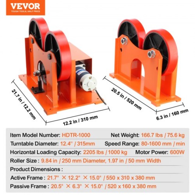VEVOR Ρολλά Συγκόλλησης 1000KG/2205LBS  HJGLJX1000KGVKNQDV2