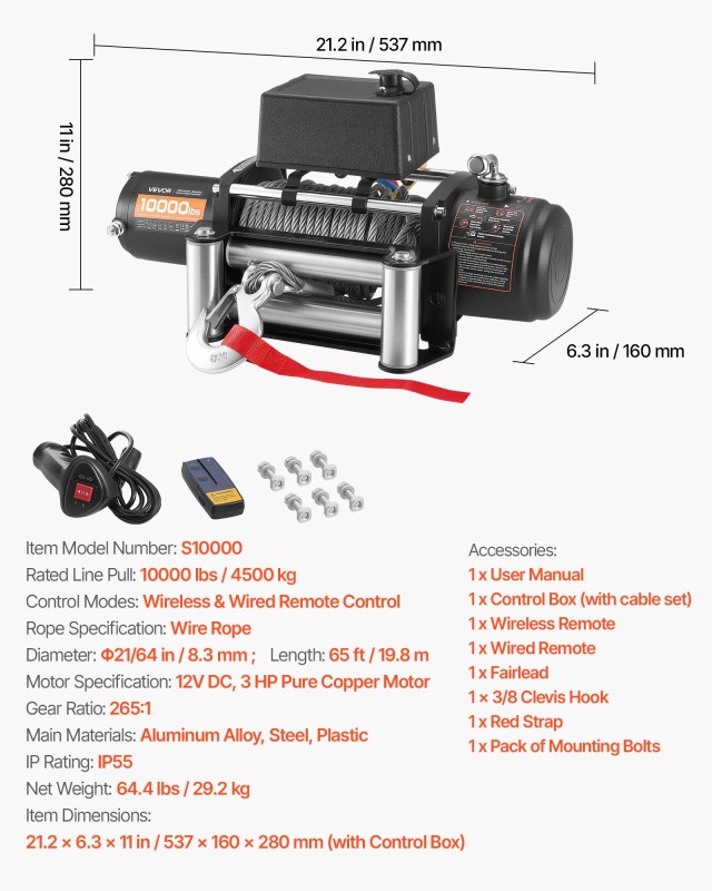 VEVOR Ηλεκτρικό Βιντζι 4500 κιλών με Χειριστήριο & Αδιάβροχη Προστα... VEVOR Ηλεκτρικό Βιντζι 4500 κιλών με Χειριστήριο & Αδιάβροχη Προστα...