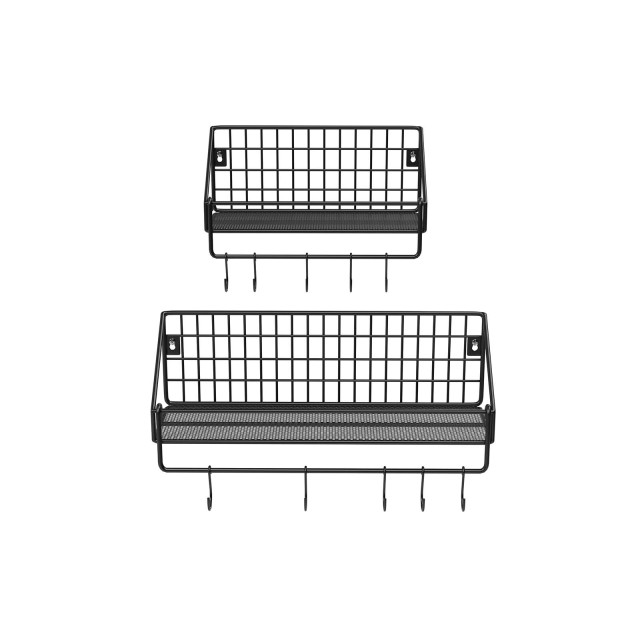 SONGMICS Σετ 2 τμχ Μεταλλικά Ράφια Τοίχου 30x12x13 cm & 40x12x13 cm Χρώματος Μαύρο, LFS02BK 