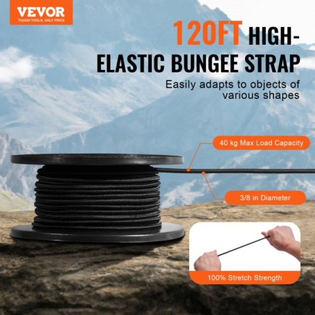 VEVOR Σχοινί Bungee 3/8in 120ft/36m Ανθεκτικό DLKZD100INCHHNPJAV0