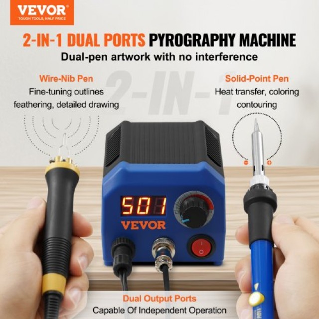 Σετ Πυρογραφίας VEVOR 250~700°C με Διπλή Πένα, 23 Σύρματα & 5 Στερεές Μύτες  GYLHJSDKSXXJEEJ25V2