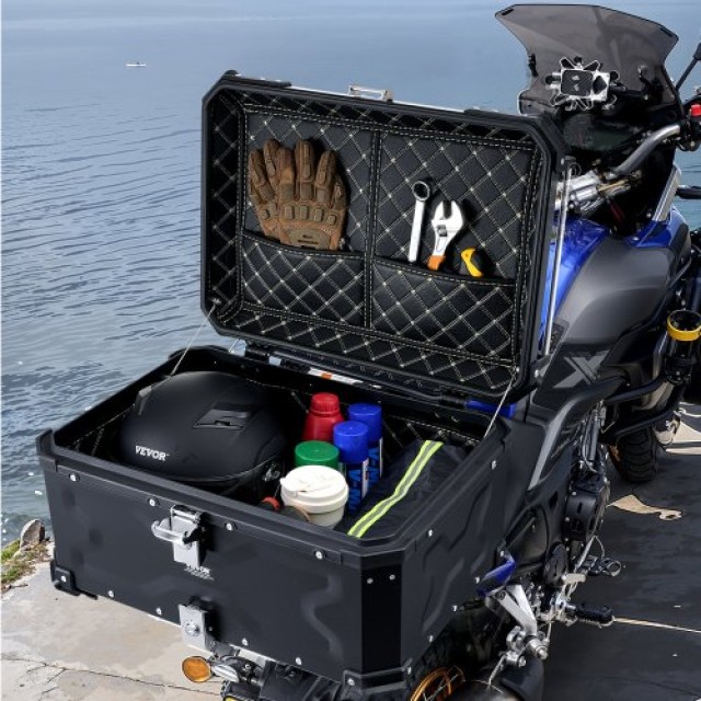 VEVOR 65L Καθολικό Κιβώτιο Μοτοσυκλέτας με Δερμάτινη Επένδυση MTCJS...