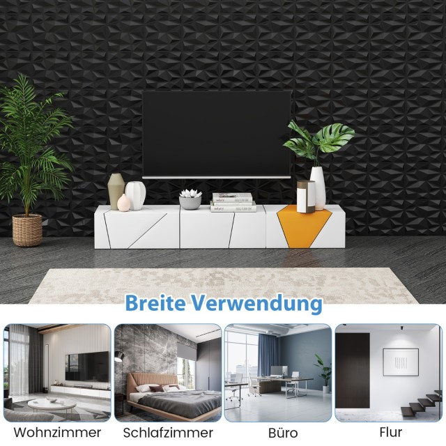 Costway 50 Τεμάχια 3D Πάνελ Τοίχου Διαμάντι Μαύρο 30x30 εκ 4,5τ.μ H...