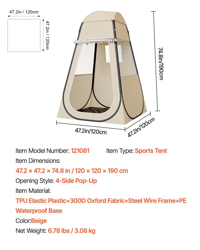 VEVOR Παράθυρο Αθλοπαιδιάς 1.2x1.2 m: Αδιάβροχη Σκηνή Φυσαλίδας με ...