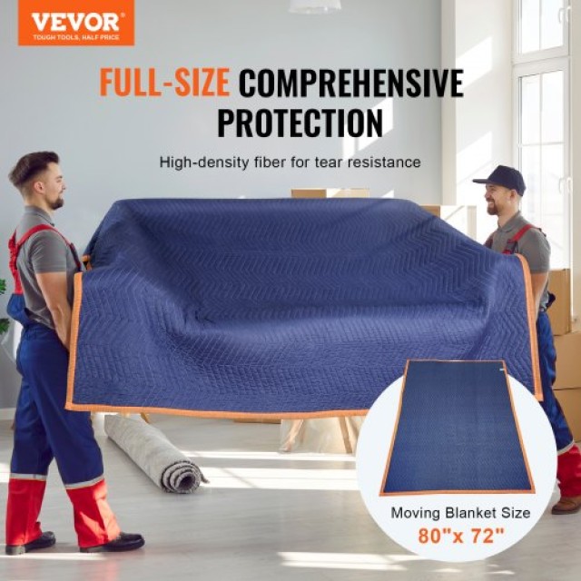 Κουβέρτες Μετακόμισης VEVOR, 80 x 72, 35 lbs/dz, 12τμχ, Μπλε/Πορτοκαλί  DCBYT80X72INUDL28V0