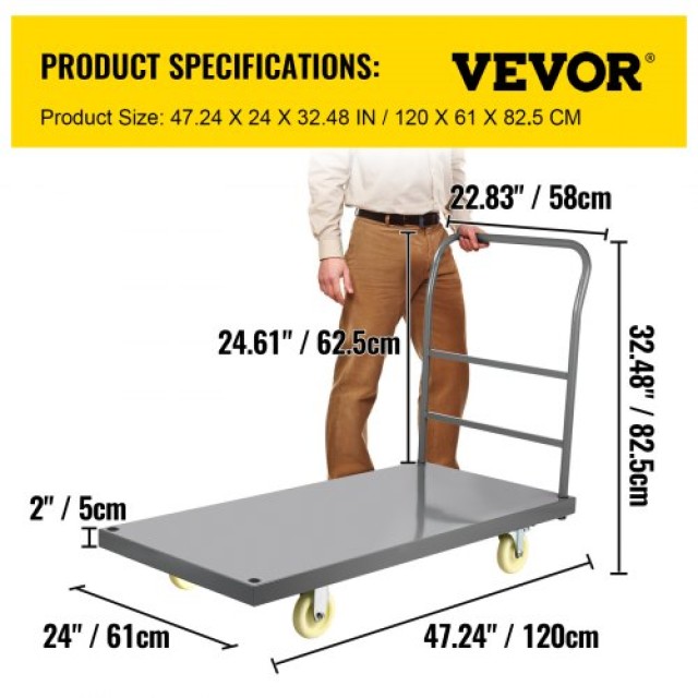 Καρότσι VEVOR 2000 lbs, Χειροκίνητο Καρότσι Μεταφοράς 47x24  TZPBTCBBD2000MZPIV0