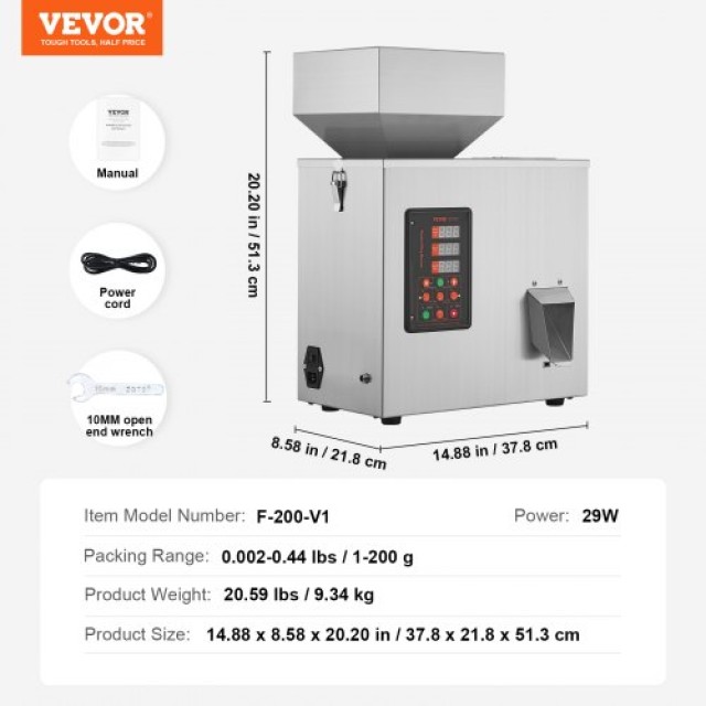 VEVOR  Αυτόματη Μηχανή Γεμίσματος Σκόνης 1-200g για Μπουκάλια & Σακούλες TSKLFZJBZD12CKMHZV2