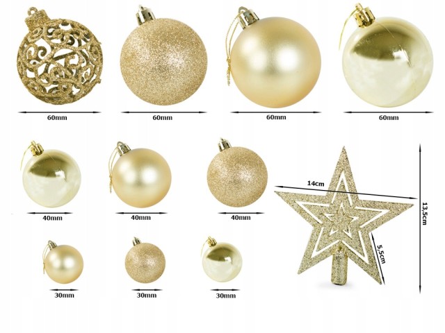Verk Group Σετ Χριστουγεννιάτικες Μπάλες 100τμχ + Χρυσό Αστέρι 5907...
