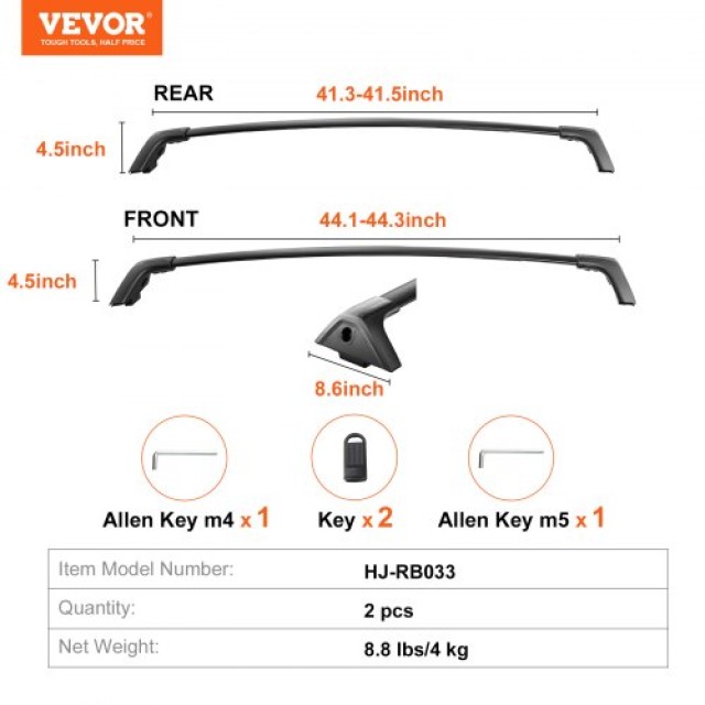 Ράγες Οροφής VEVOR για Toyota RAV4 2019-2023, 260lbs, Αλουμίνιο με Κλειδαριές (Όχι για Adventure/TRD Off-Road)  CDHGJZSKFTRF7ZI8NV0