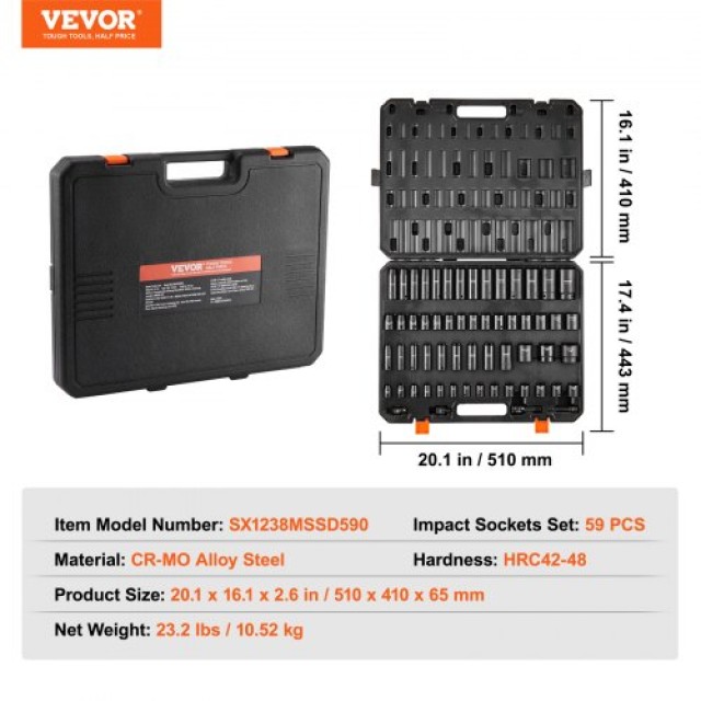 Σετ Καρυδάκια VEVOR 59τμχ 3/8 & 1/2  CJTTZJ1CRMO53W901V0
