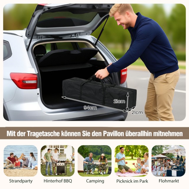 Costway Αναδιπλούμενο Στέγαστρο 365x225cm με Φορητή Τσάντα Μεταφορά...