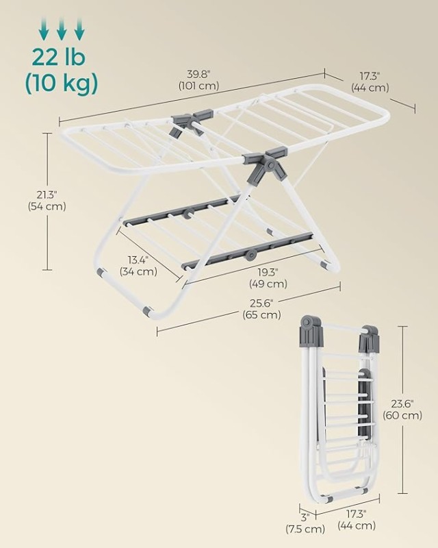 Πτυσσόμενη Απλώστρα 44 x 101 x 54 cm  SONGMICS LLR504W01