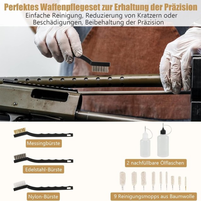 Costway Σετ Καθαρισμού Όπλων 107 τμχ, Καθολικό Μαύρο TH10045DK