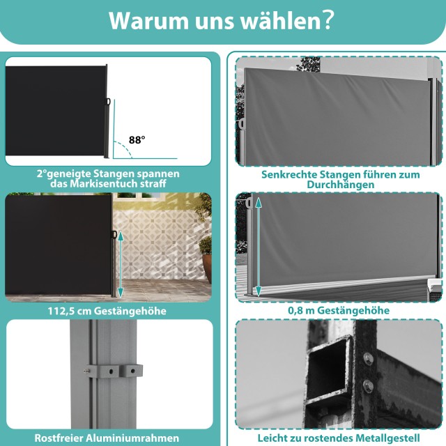 Costway  Πτυσσόμενο Ανεμοφράχτης Αλουμινίου για Μπαλκόνι 300x18x160...