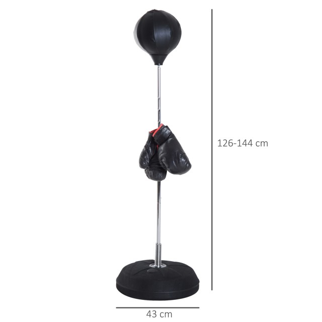 HOMCOM Ρυθμιζόμενη μπάλα πυγμαχίας σε ύψος 126-144 cm με γάντια, αν...