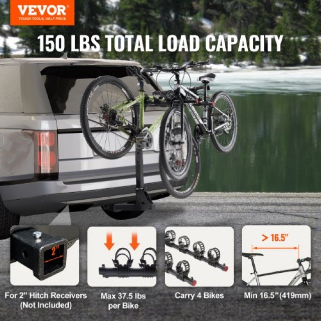 VEVOR Βάση Ποδηλάτων για 4 Ποδήλατα, 150 LBS, για 2 Υποδοχή  GJZXCJXGSGJJ63517V0