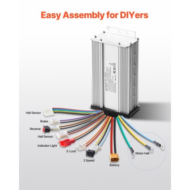 VEVOR Σετ Ηλεκτρικού Κινητήρα 500W Brushless DC 36V 3000rpm με Αναβ...