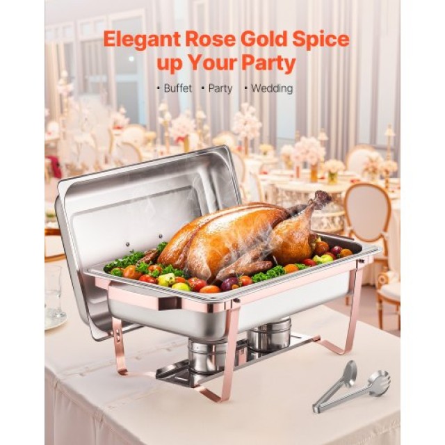 VEVOR 8 Qt 2 Pack Rectangle Chafing Dish Set ZFXBXGSTGK2JJ8OR8V0