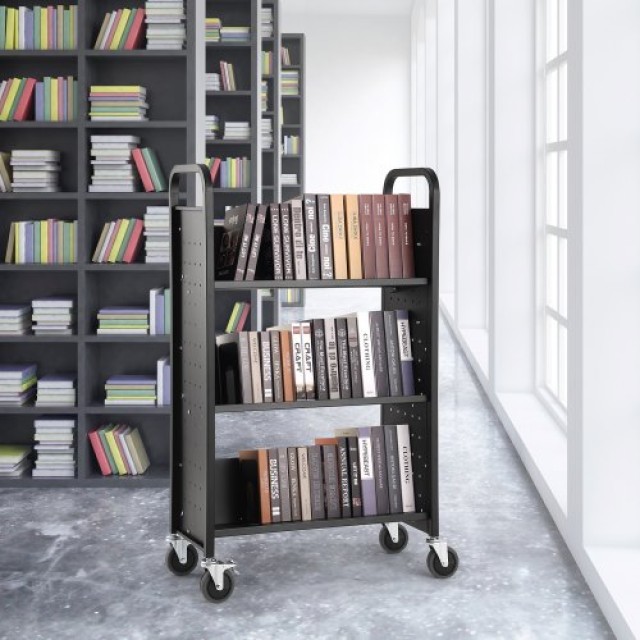 VEVOR  Καρότσι Βιβλίων 330 lbs, Μονόπλευρα Ράφια V, Μαύρο VXTSGTCHS330WDUI5V0