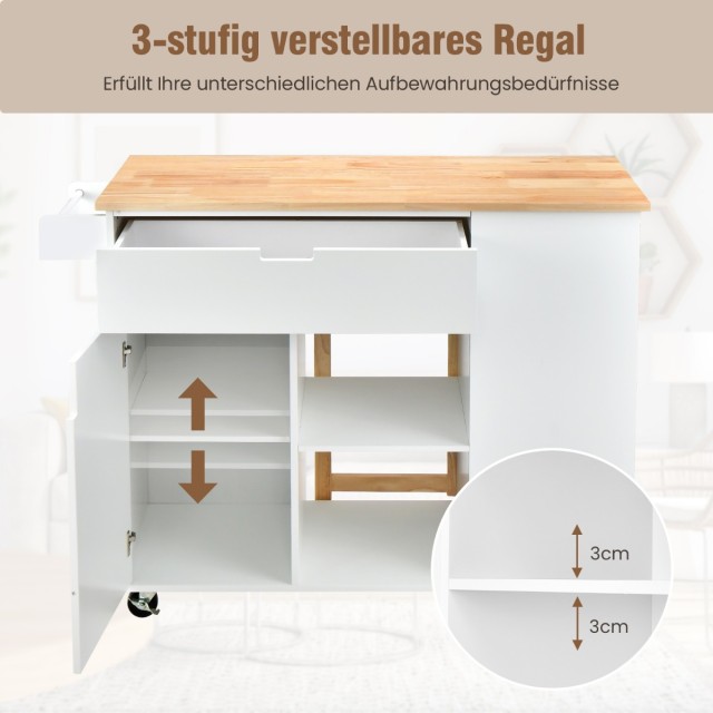 Costway Πολυλειτουργικό Καρότσι Κουζίνας 124 x 76 x 92 cm  με Επεκτ...