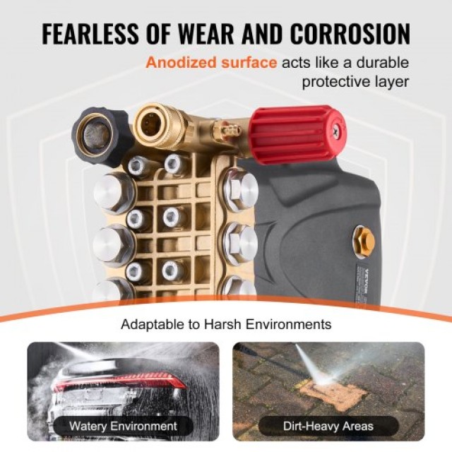 VEVOR  Αντλία Πλυντηρίου Υψηλής Πίεσης 4000 PSI 4.0GPM 1 Άξονας Ορι...