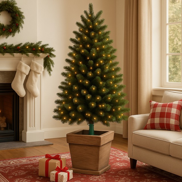 BAKAJI Βάση Χριστουγεννιάτικου Δέντρου Καφέ Βάζο Στήριξης 30x30x35c...