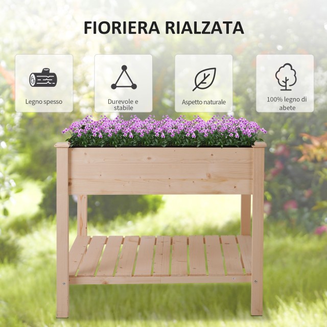Outsunny Orto Urban Hanging Planter σε ξύλο με υφασμάτινη επένδυση, 91x91x81cm 845-241