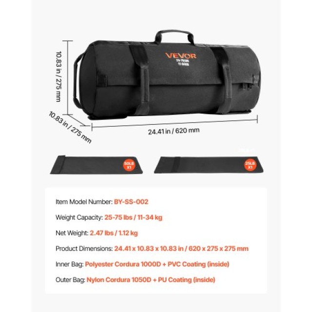 VEVOR Τσάντα Άμμου Γυμναστικής Βαρέως Τύπου για CrossFit και Προπόν...