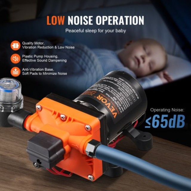 VEVOR  Αντλία Διαφράγματος 12V 3GPM 11.36 L/min 4-Θαλάμων με Διακόπτη Πίεσης 12VYYSB4Q30GNDLZ6V9