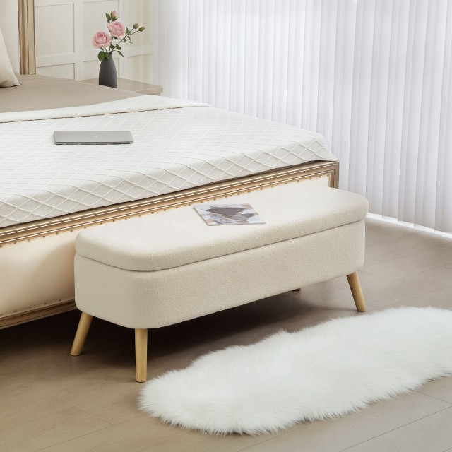 HOMCOM Πάγκος Αποθήκευσης 65L από Ύφασμα τύπου Teddy και Ξύλινα Πόδ... HOMCOM Πάγκος Αποθήκευσης 65L από Ύφασμα τύπου Teddy και Ξύλινα Πόδ...