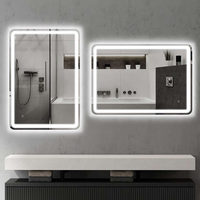 HOMCOM Καθρέφτης Μπάνιου LED 70x100cm με Touch και Αντιθαμβωτική Λειτουργία 834-660V93SR