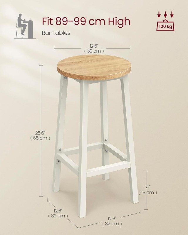 VASAGLE Σετ 2 τμχ Μεταλλικά Σκαμπό 32x32x64cm με Υποπόδιο LBC032W09V1 VASAGLE Σετ 2 τμχ Μεταλλικά Σκαμπό 32x32x64cm με Υποπόδιο LBC032W09V1