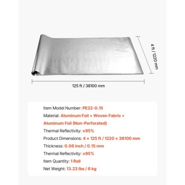 VEVOR Διπλό Ανακλαστικό Ρολό Μόνωσης, Μη Διάτρητο Θερμικό Οθόνη Αλο... VEVOR Διπλό Ανακλαστικό Ρολό Μόνωσης, Μη Διάτρητο Θερμικό Οθόνη Αλο...