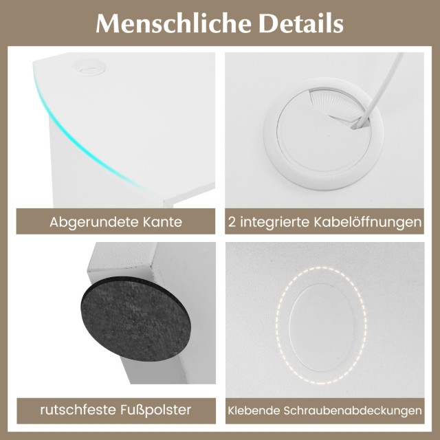 Costway Γραφείο Γωνιακό L-Σχήματος με 2 Οπές Καλωδίων & Ράφια 130 x...