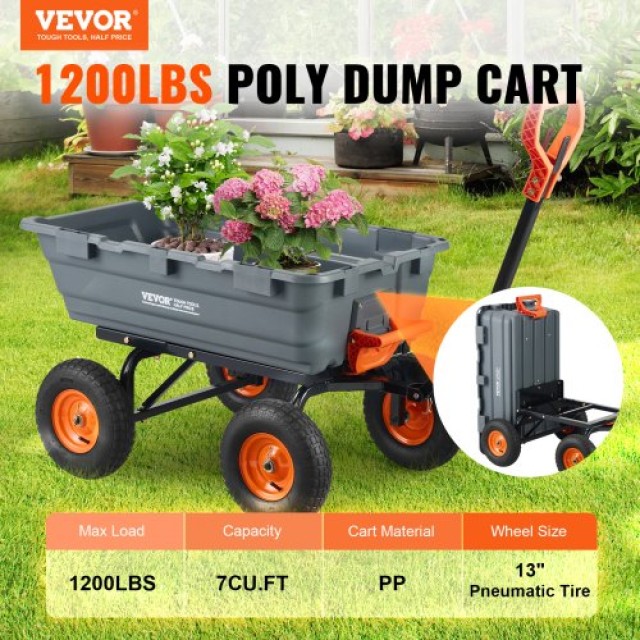 VEVOR Πολύ Καρότσι Κήπου Βαρέως Τύπου 6.48 cu.ft 1200 lbs  SLZXTC1200B0XEEV4V0