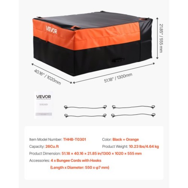 VEVOR Αδιάβροχη Τσάντα Φορτίου Φορτηγού 26 Cu. ft PKHB26CUFTDPX36JZ...