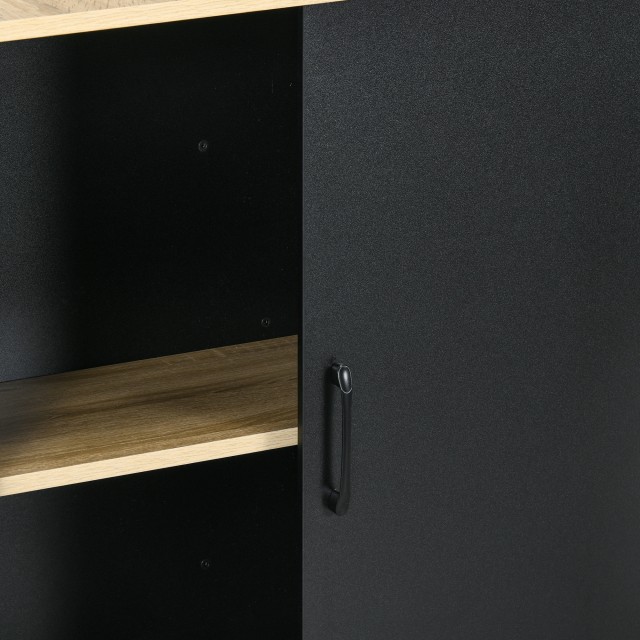 HOMCOM Kitchen Island με ράφια, σχάρα μαχαιριών και ντουλάπι με συρόμενη πόρτα, 14,5x70x90cm, Μαύρο 801-367V00BK