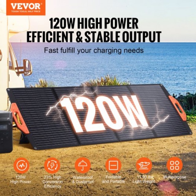 Φορητό Μονοκρυσταλλικό Ηλιακό Πάνελ VEVOR 120W Αναδιπλούμενο ETFE Φορτιστής  BXSDJTYNBDJ1XB2URV9