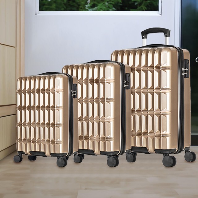 PROVITERA  Σετ 3 Σκληρές Βαλίτσες Νορβηγίας με Ρόδες Easy Roll Τρόλεϊ Ταξιδιού Χρυσό 02841845