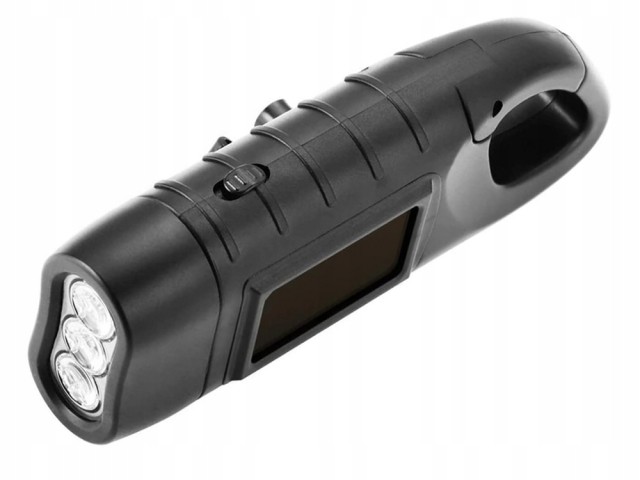 Verk group Φακός 3 LED με Χειροκίνητη Μανιβέλα & Κλιπ Dynamo Solar ...