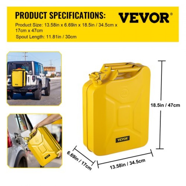 VEVOR Κίτρινο Δοχείο Καυσίμου 20L με Ευέλικτο Στόμιο  JBYTHSBDDWC3L...