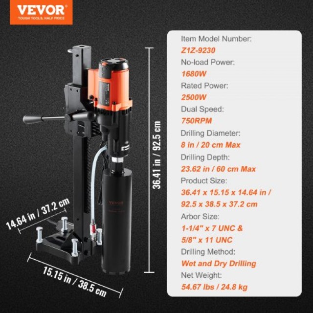 VEVOR Διαμαντοτρύπανο Υγρού & Ξηρού Τύπου 3200W 750RPM  LSJGSZKJY8425ZBUGV2