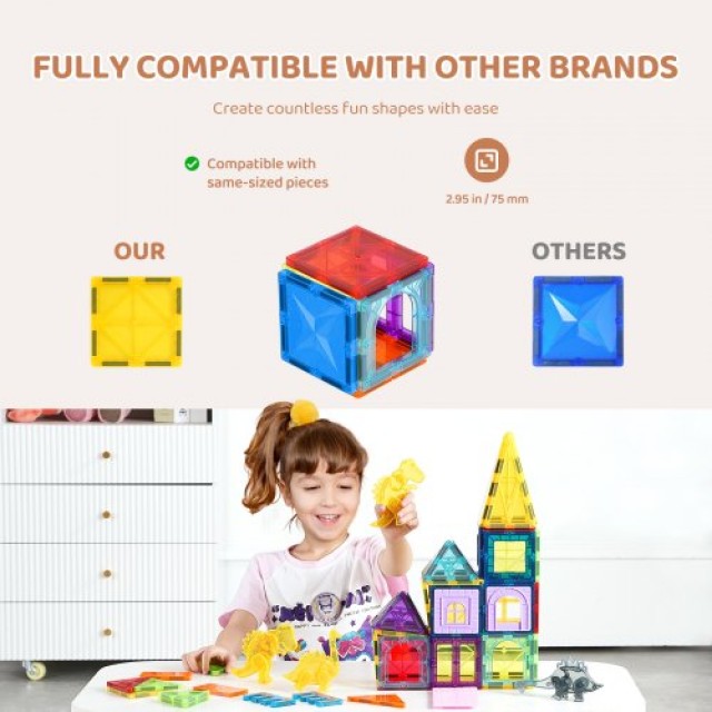 VEVOR  Μαγνητικά Πλακίδια Κατασκευής 56 Τεμ 3D Σετ για Παιδιά DWKCLPJMTZ56SUUVEV0