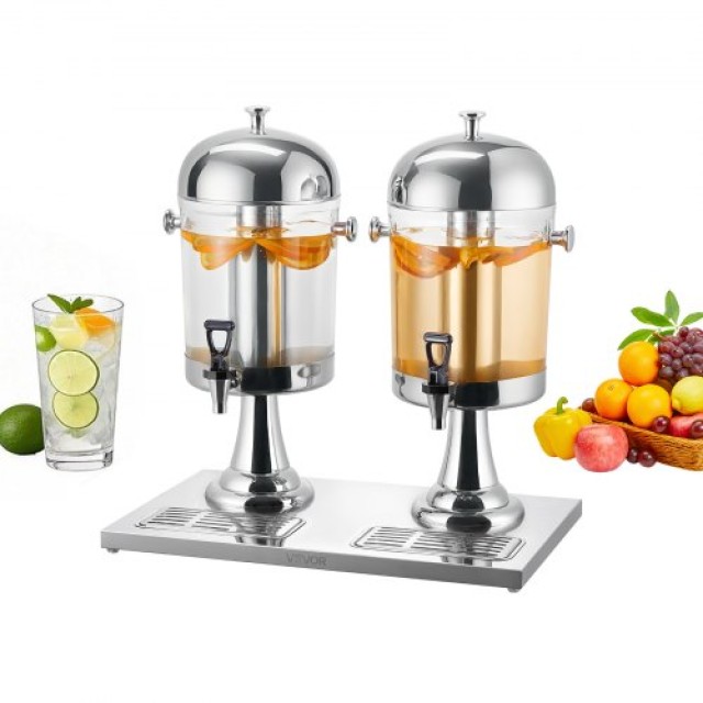 VEVOR Διανομέας Ποτών 8L x 2 με Βρυσάκι από Ανοξείδωτο Ατσάλι BXGYL...