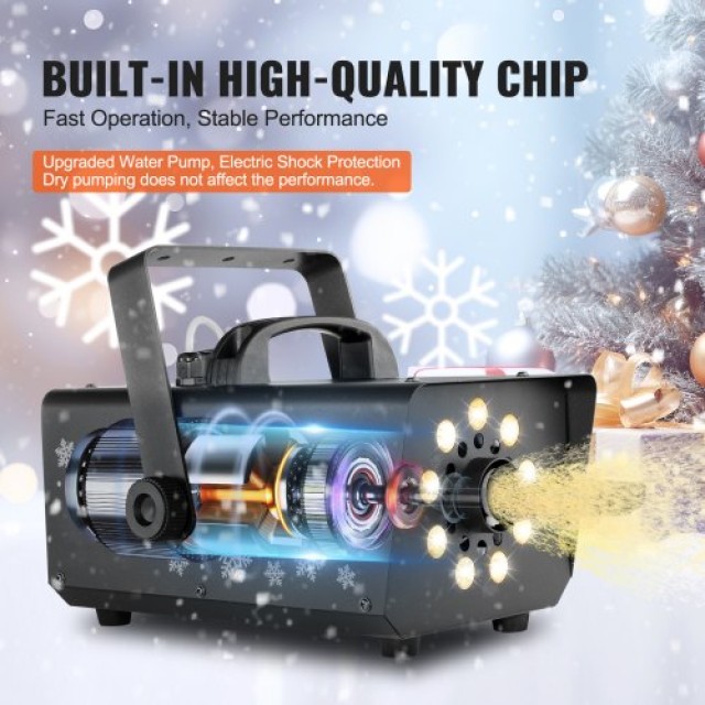 VEVOR  Φορητή Μηχανή Χιονιού 800W με LED για Γιορτές XHJXP800WSCXUT...
