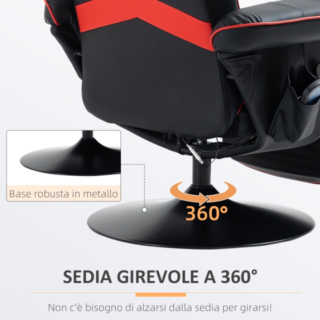 HOMCOM Καρέκλα Gaming με Μασάζ και Υποπόδιο, με Μαξιλάρι, από Συνθε...