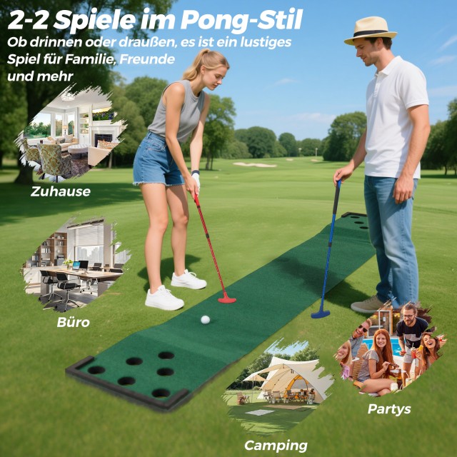 Costway Φορητό Σετ Γκολφ 332 cm με 2 Ρυθμιζόμενα Πάτερ, 6 Μπάλες & ...