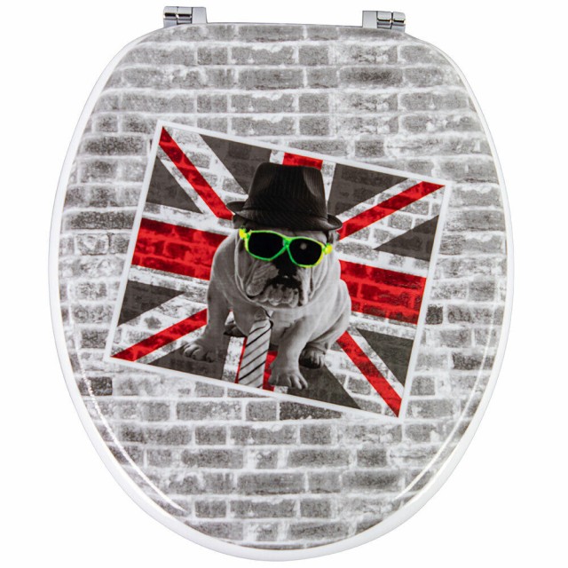 BAKAJI  Καπάκι τουαλέτας με εκτύπωση Bull Dog London Καπάκι καθίσμα...