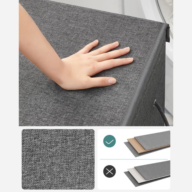 SONGMICS Καλάθι Απλύτων 142L Διπλού Διαμερίσματος 63 x 33 x 53 cm Σκούρο Γκρι, LCB002G02 
