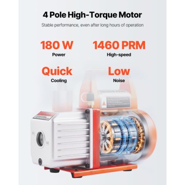 VEVOR Υψηλής Απόδοσης Μονοβάθμια Αντλία Κενού με Χωρητικότητα 11,36...